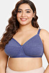 Rosaline Everyday Double Layered Non Wired Full Coverage Super Support Bra - Blue Depth — thumbnail 1